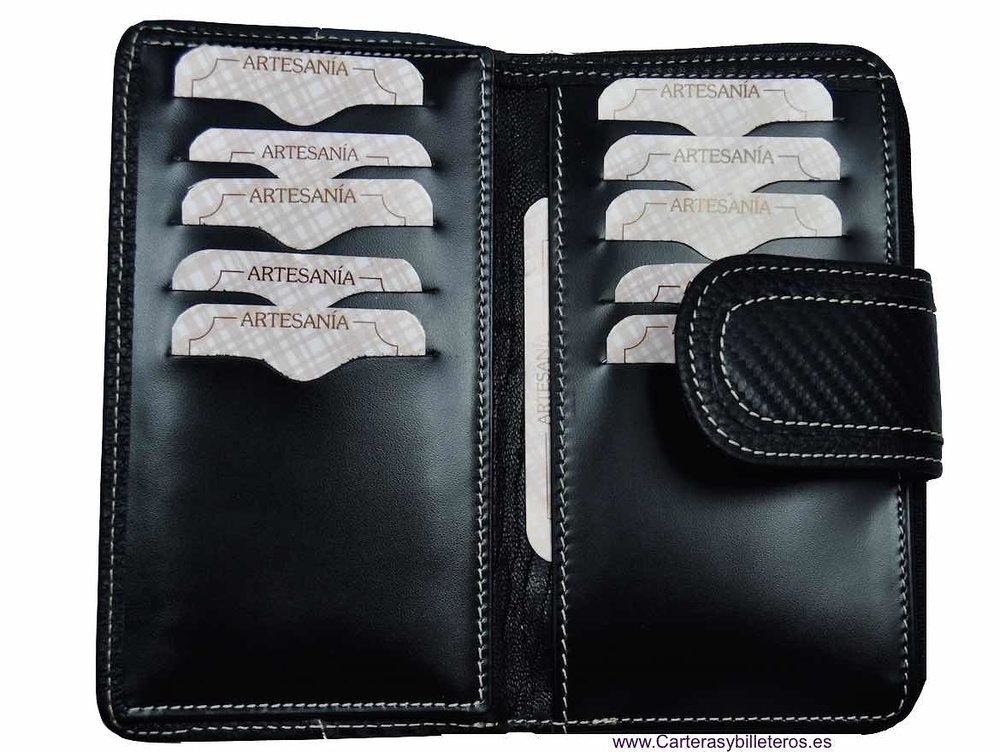 MEDIUM WOMEN'S LEATHER AND CARBON FIBER WALLET 