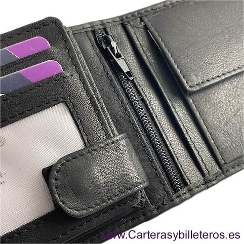 MEN'S AMERICAN-STYLE LEATHER WALLET WITH EXTERNAL CLOSURE 