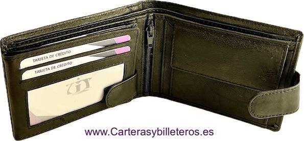 MEN'S AMERICAN-STYLE LEATHER WALLET WITH EXTERNAL CLOSURE 