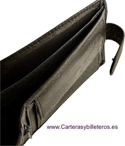 MEN'S AMERICAN-STYLE LEATHER WALLET WITH EXTERNAL CLOSURE 