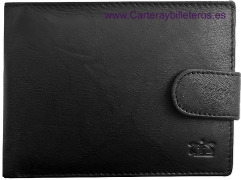 MEN'S AMERICAN-STYLE LEATHER WALLET WITH EXTERNAL CLOSURE 