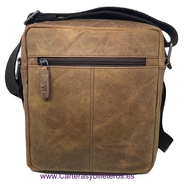 MEN'S LEATHER BAG WILDZONE BRAND WITH OUTSIDE AND INSIDE POCKETS 2 COLORS 