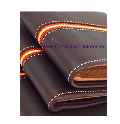 MEN'S LEATHER CARD HOLDER FROM UBRIQUE WITH SPAIN FLAG 