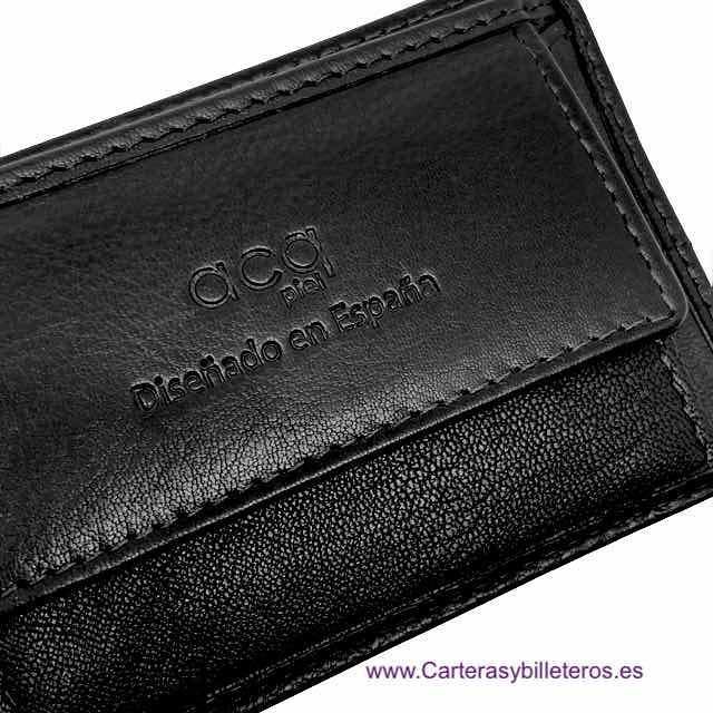 MEN'S LEATHER MINI WALLET WITH COIN PURSE FOR 5 CARDS 