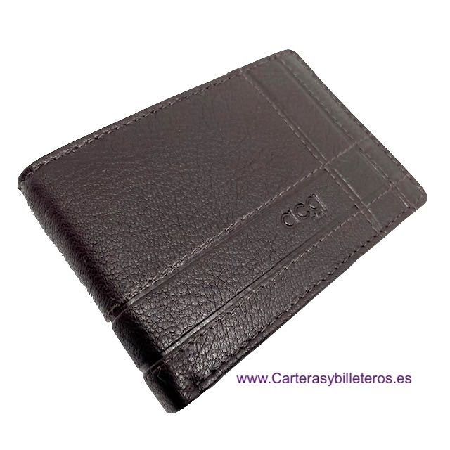 MEN'S LEATHER MINI WALLET WITH COIN PURSE FOR 5 CARDS 