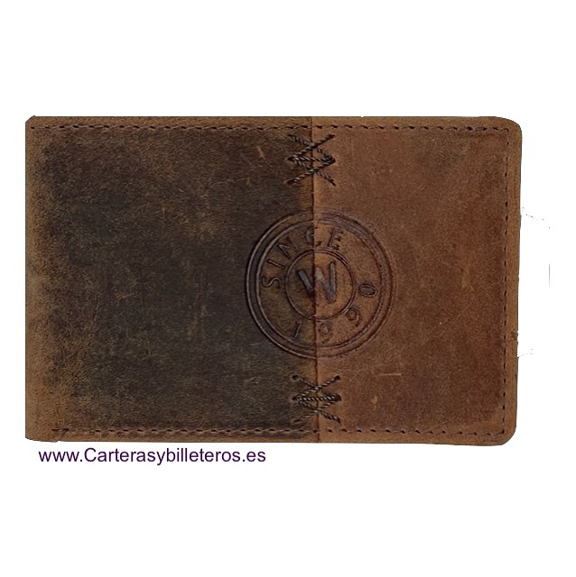 MEN'S LEATHER PURSE WALLET WITH SMALL WEAR PATINA 