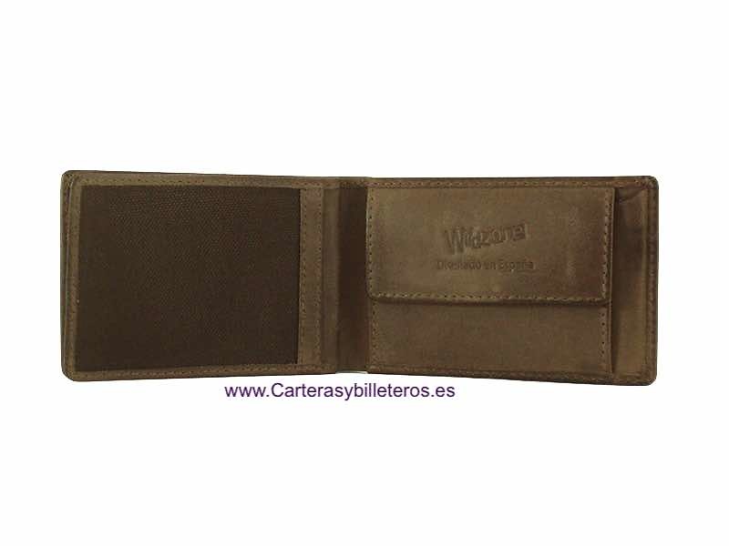 MEN'S LEATHER PURSE WALLET WITH SMALL WEAR PATINA 