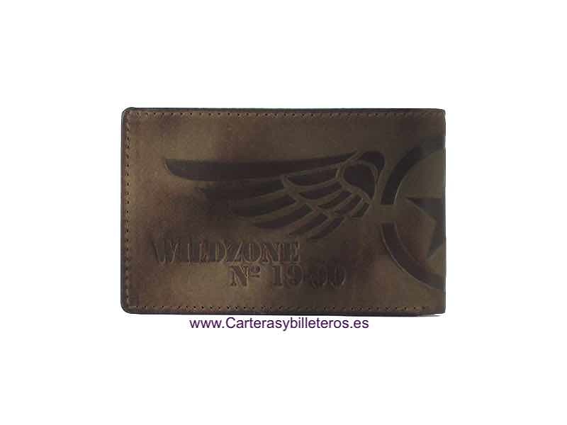 MEN'S LEATHER PURSE WALLET WITH SMALL WEAR PATINA 