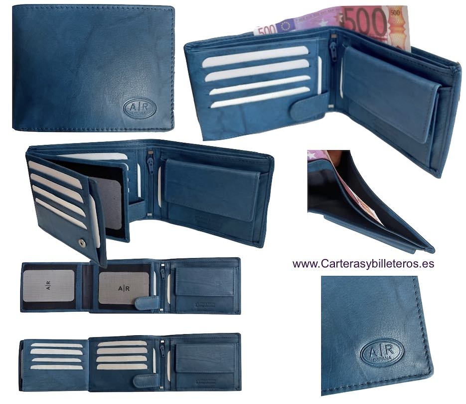 MEN'S LEATHER WALLET WITH CLOSURE AND PURSE 