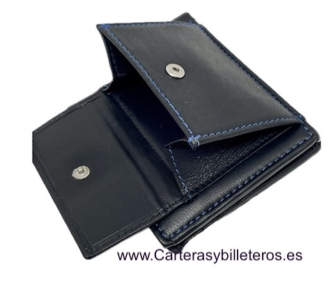 MEN'S LEATHER WALLET WITH DOUBLE BILLFOLD WALLET AND EXTERNAL COIN PURSE 