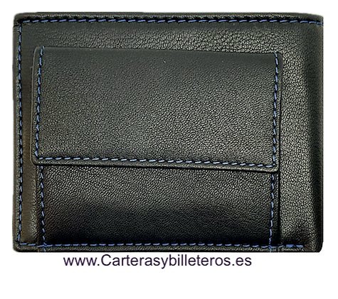 MEN'S LEATHER WALLET WITH DOUBLE BILLFOLD WALLET AND EXTERNAL COIN PURSE 