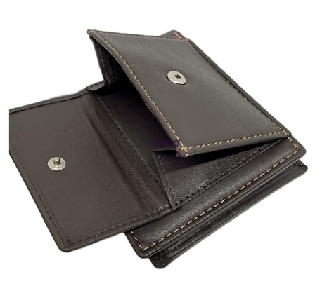 MEN'S LEATHER WALLET WITH DOUBLE BILLFOLD WALLET AND EXTERNAL COIN PURSE 