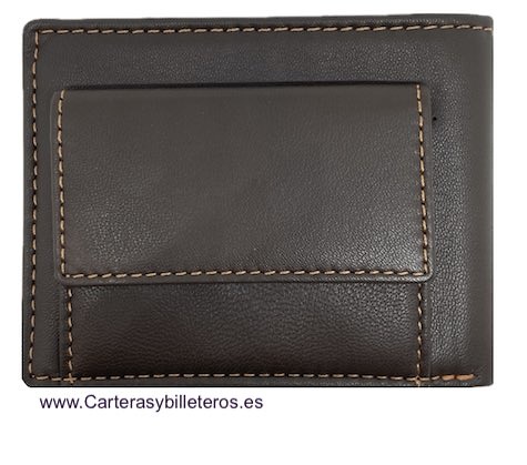 MEN'S LEATHER WALLET WITH DOUBLE BILLFOLD WALLET AND EXTERNAL COIN PURSE 