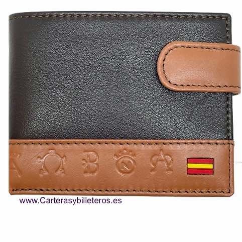 MEN'S LEATHER WALLET WITH EXTERIOR CLOSURE AND BULLFIGHTING HORSE ORNAMENTS 