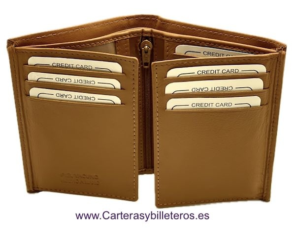 MEN'S LEATHER WALLET WITH WINGED CARD HOLDER FOR 13 CARDS 