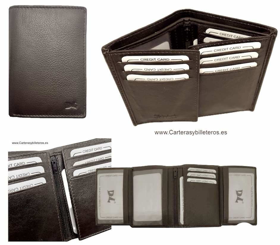 MEN'S LEATHER WALLET WITH WINGED CARD HOLDER FOR 13 CARDS 