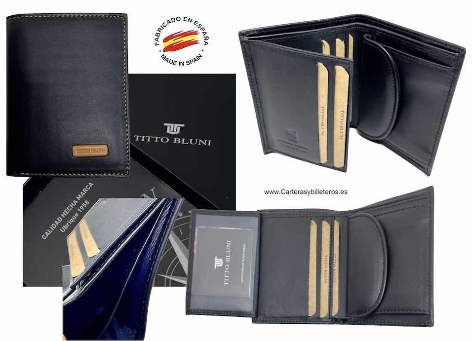 MEN'S LUX LEATHER WALLETS WITH TITTO BLUNI PURSE AND THE BRAND ENGRAVED ON LEATHER 