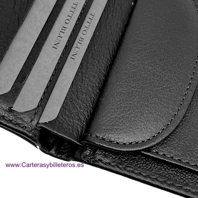 MEN'S PURSE WALLET BRAND TITTO BLUNI IN HERRINGBONE ENGRAVED LEATHER 