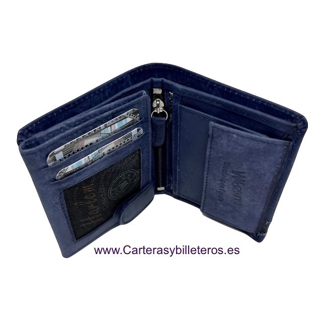 MEN'S PURSE WALLET IN WORN LEATHER FOR 10 CARDS 