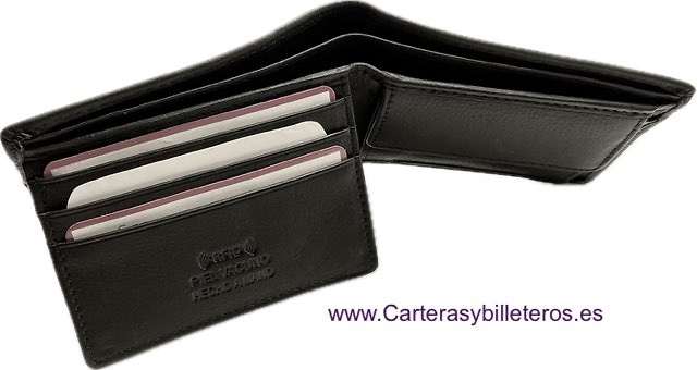 MEN'S SMALL LEATHER WALLET WITH BILLFOLD AND COIN PURSE AND WING CARD HOLDER 