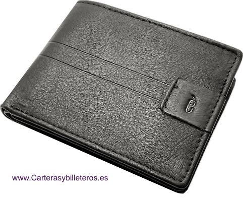 MEN'S SMALL LEATHER WALLET WITH BILLFOLD AND COIN PURSE AND WING CARD HOLDER 