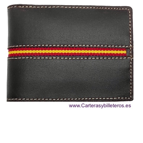 MEN'S WALLET LEATHER FROM UBRIQUE WITH SMALL SPAIN FLAG 