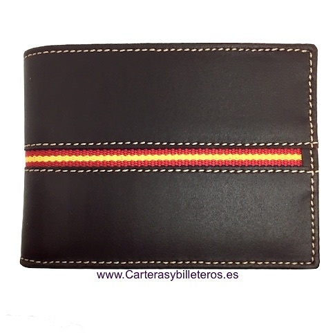 MEN'S WALLET LEATHER FROM UBRIQUE WITH SMALL SPAIN FLAG 