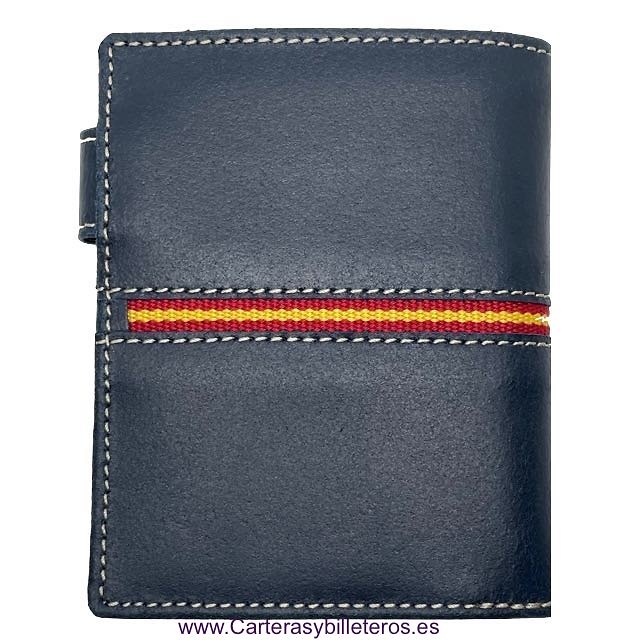 MEN'S WALLET LEATHER FROM UBRIQUE WITH SPAIN FLAG AND EXTERIOR CLOSURE 