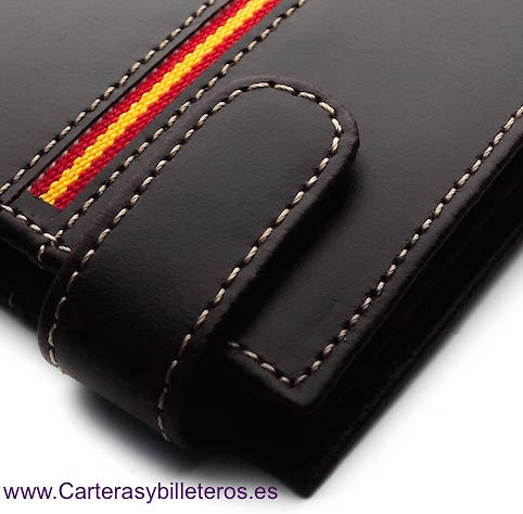 MEN'S WALLET LEATHER FROM UBRIQUE WITH SPAIN FLAG AND EXTERIOR CLOSURE 