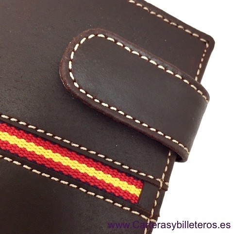 MEN'S WALLET LEATHER FROM UBRIQUE WITH SPAIN FLAG AND EXTERIOR CLOSURE 