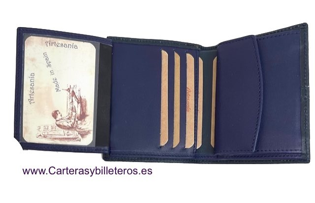 MEN'S WALLET LEATHER FROM UBRIQUE WITH SPAIN FLAG AND EXTERIOR CLOSURE 