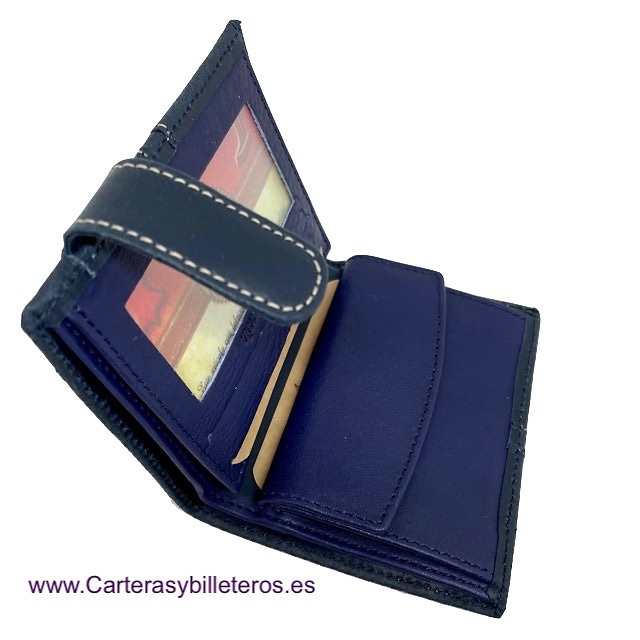 MEN'S WALLET LEATHER FROM UBRIQUE WITH SPAIN FLAG AND EXTERIOR CLOSURE 