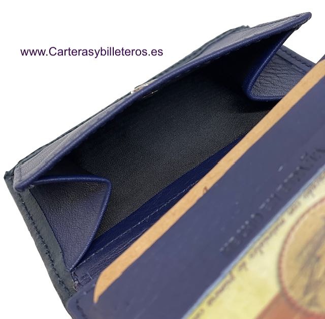 MEN'S WALLET LEATHER FROM UBRIQUE WITH SPAIN FLAG AND EXTERIOR CLOSURE 