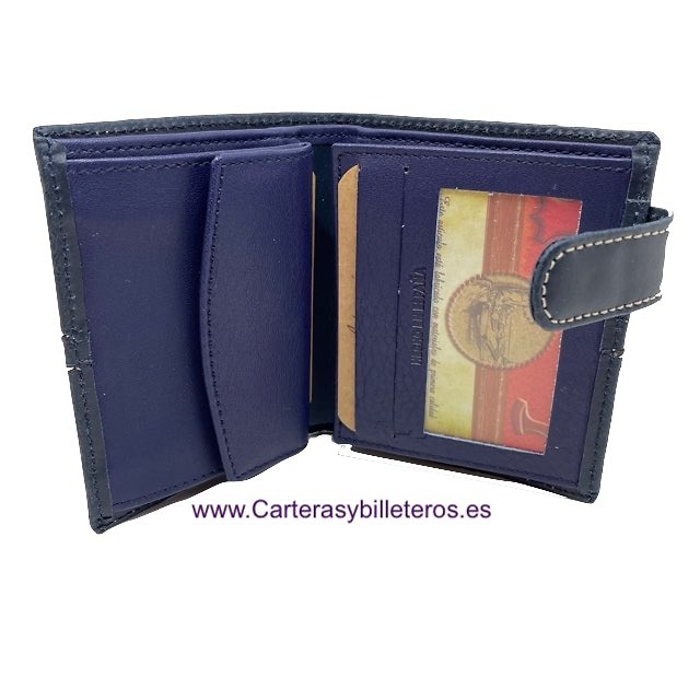 MEN'S WALLET LEATHER FROM UBRIQUE WITH SPAIN FLAG AND EXTERIOR CLOSURE 