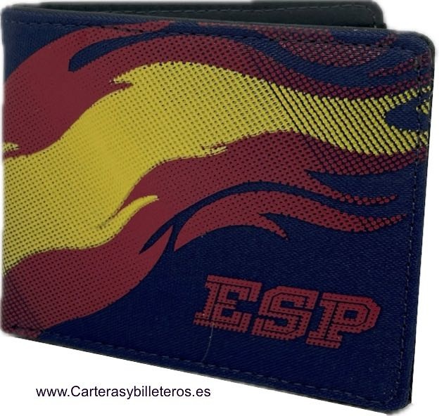 MEN'S WALLET NAVY BLUE FABRIC SPAIN FLAG WITH COIN PURSE CARD HOLDER 