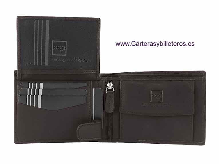 MEN'S WALLET PURSE IN NAPA LEATHER FOR 10 CARDS WITH PURSE 