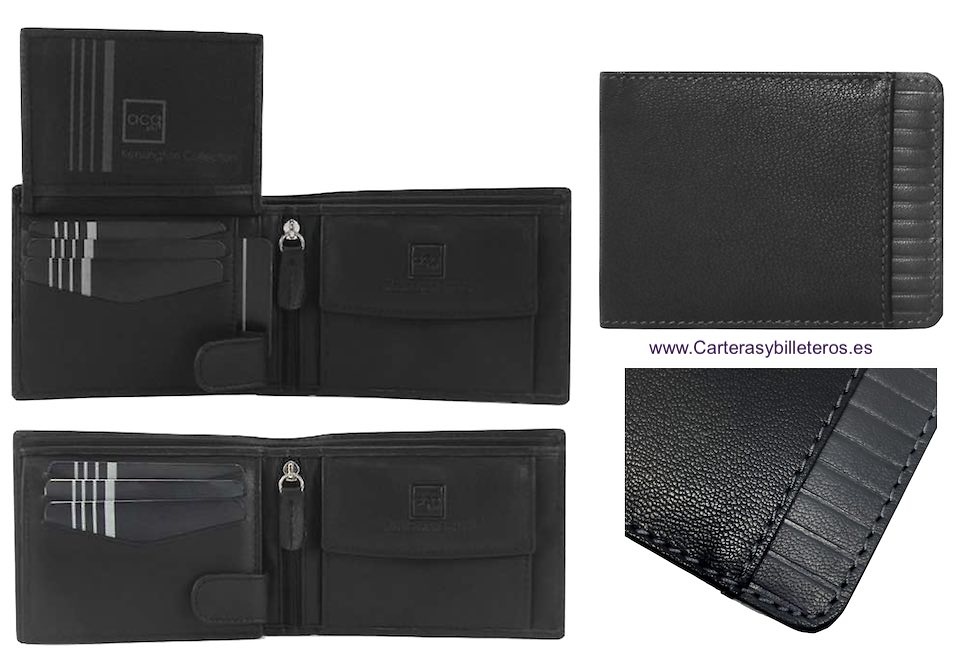 MEN'S WALLET PURSE IN NAPA LEATHER FOR 10 CARDS WITH PURSE 