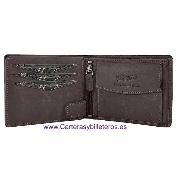 MEN'S WALLET WALLET IN WAXED LEATHER FOR 10 CARDS WILDZONE 