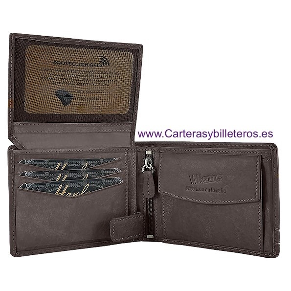 MEN'S WALLET WALLET IN WAXED LEATHER FOR 10 CARDS WILDZONE 