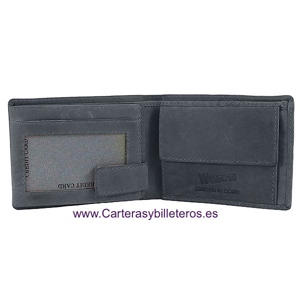 MEN'S WALLET WALLET WITH ELASTIC CLOSURE AND ANTI-SLIP MULTI PERFORATED LEATHER 