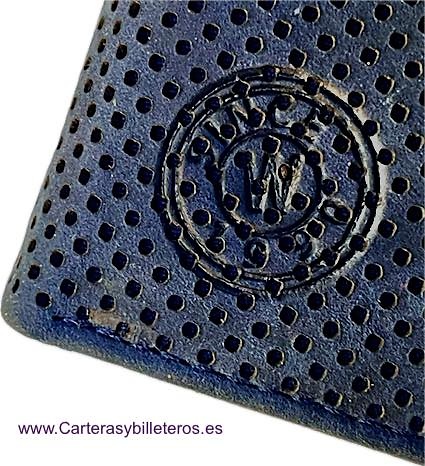 MEN'S WALLET WALLET WITH ELASTIC CLOSURE AND ANTI-SLIP MULTI PERFORATED LEATHER 