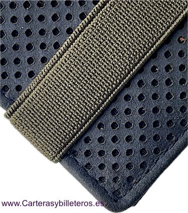 MEN'S WALLET WALLET WITH ELASTIC CLOSURE AND ANTI-SLIP MULTI PERFORATED LEATHER 