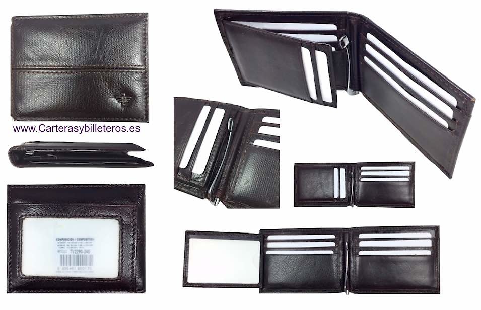 MEN'S WALLET WITH BANKNOTE CLIP AND OUTSIDE CARD 