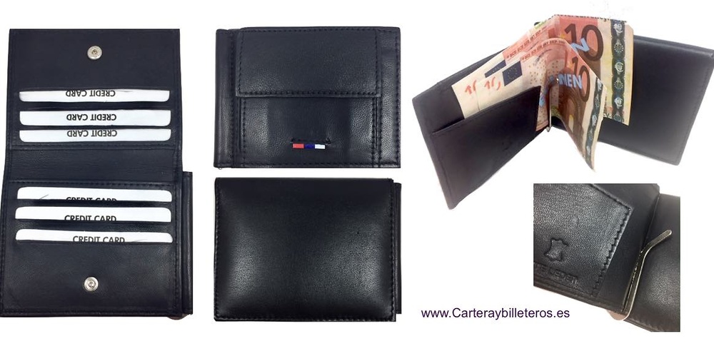 MEN'S WALLET WITH BANKNOTE CLIP AND OUTSIDE PURSE 