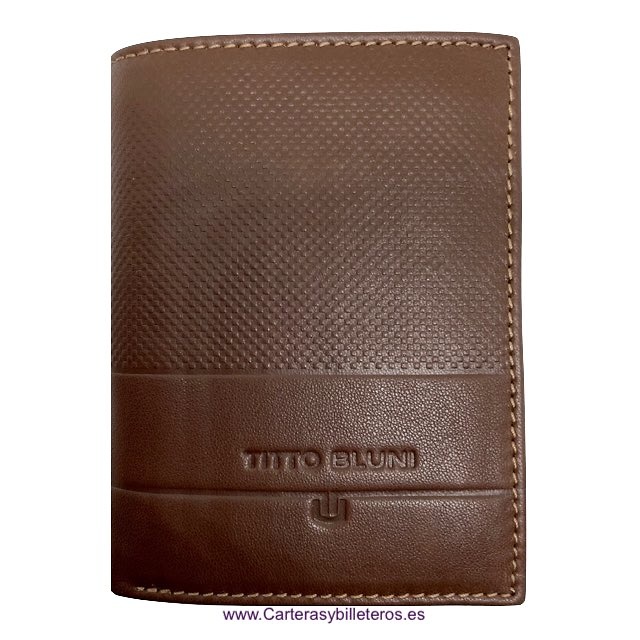 MEN'S WALLET WITH PURSE TITTO BLUNI ENGRAVED LEATHER EXCLUSIVE DESIGN 