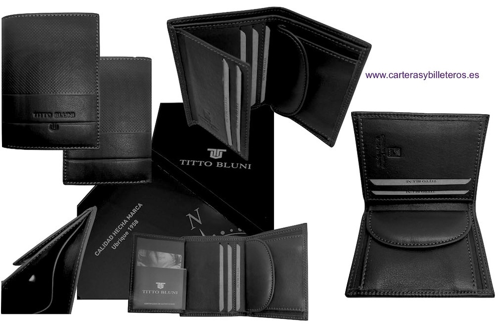 MEN'S WALLET WITH PURSE TITTO BLUNI ENGRAVED LEATHER EXCLUSIVE DESIGN 