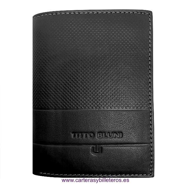 MEN'S WALLET WITH PURSE TITTO BLUNI ENGRAVED LEATHER EXCLUSIVE DESIGN 