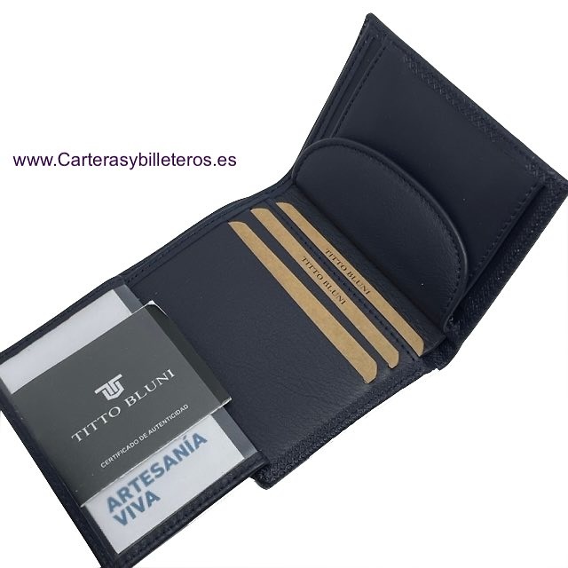 MEN'S WALLET WITH PURSE TITTO BLUNI ENGRAVED LEATHER EXCLUSIVE DESIGN 