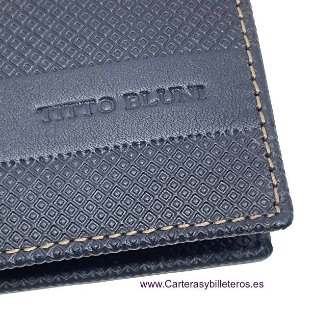 MEN'S WALLET WITH PURSE TITTO BLUNI ENGRAVED LEATHER EXCLUSIVE DESIGN 