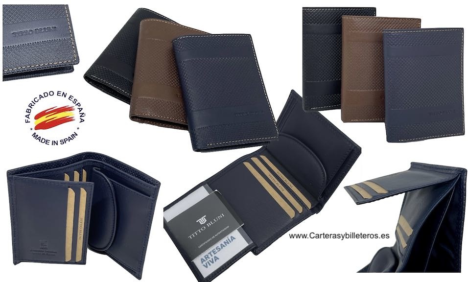 MEN'S WALLET WITH PURSE TITTO BLUNI ENGRAVED LEATHER EXCLUSIVE DESIGN 